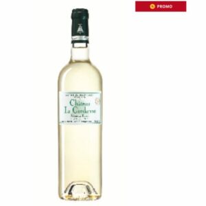 Une bouteille de CHATEAU LA GORDONNE VÉRITÉ DU TERROIR BLANC 75CL AOP CÔTES DE PROVENCE avec une étiquette teintée de vert et un bouchon vert foncé se tient debout sur un fond blanc, avec une bannière Promo rouge dans le coin supérieur droit.